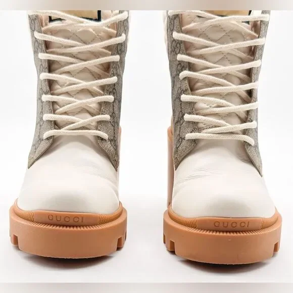 Gucci Cream and Tan Heeled Boots - Picture 6 of 14